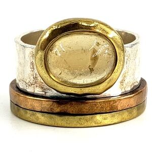 Silpada Sterling Silver Metallic Mix 3-Tone Ring -  Size 7